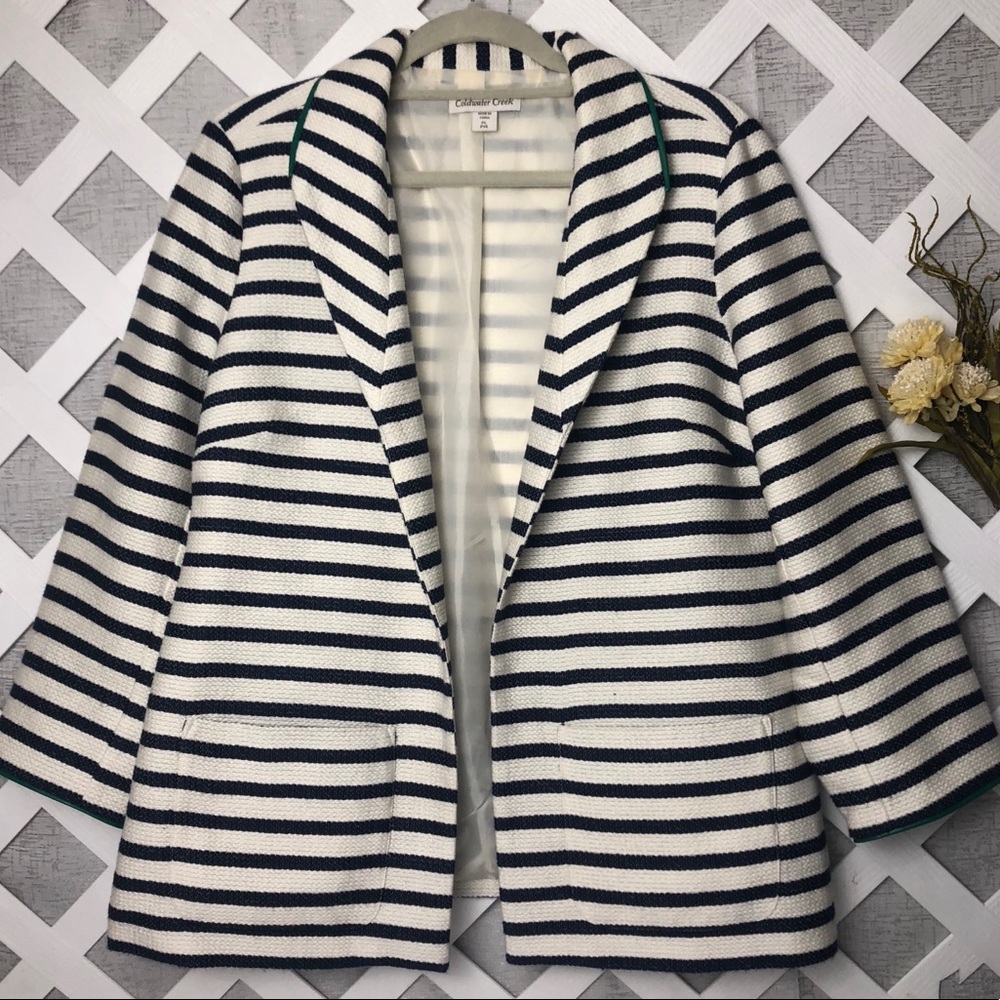 Coldwater Creek Open Front Tweed White Cardigan